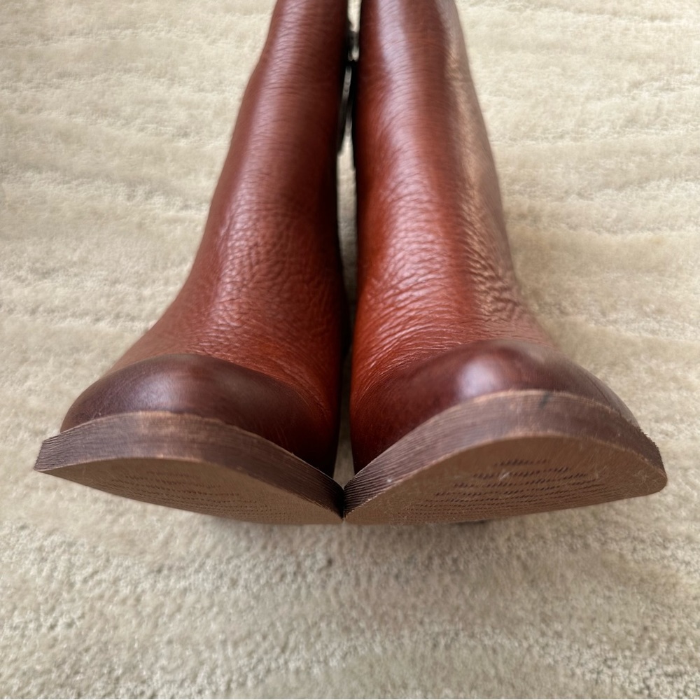 Zodiac Darrah Leather Western Pointed Toe Cone Heel Bootie Cognac Brown Sz 9 NIB - Picture 10 of 16